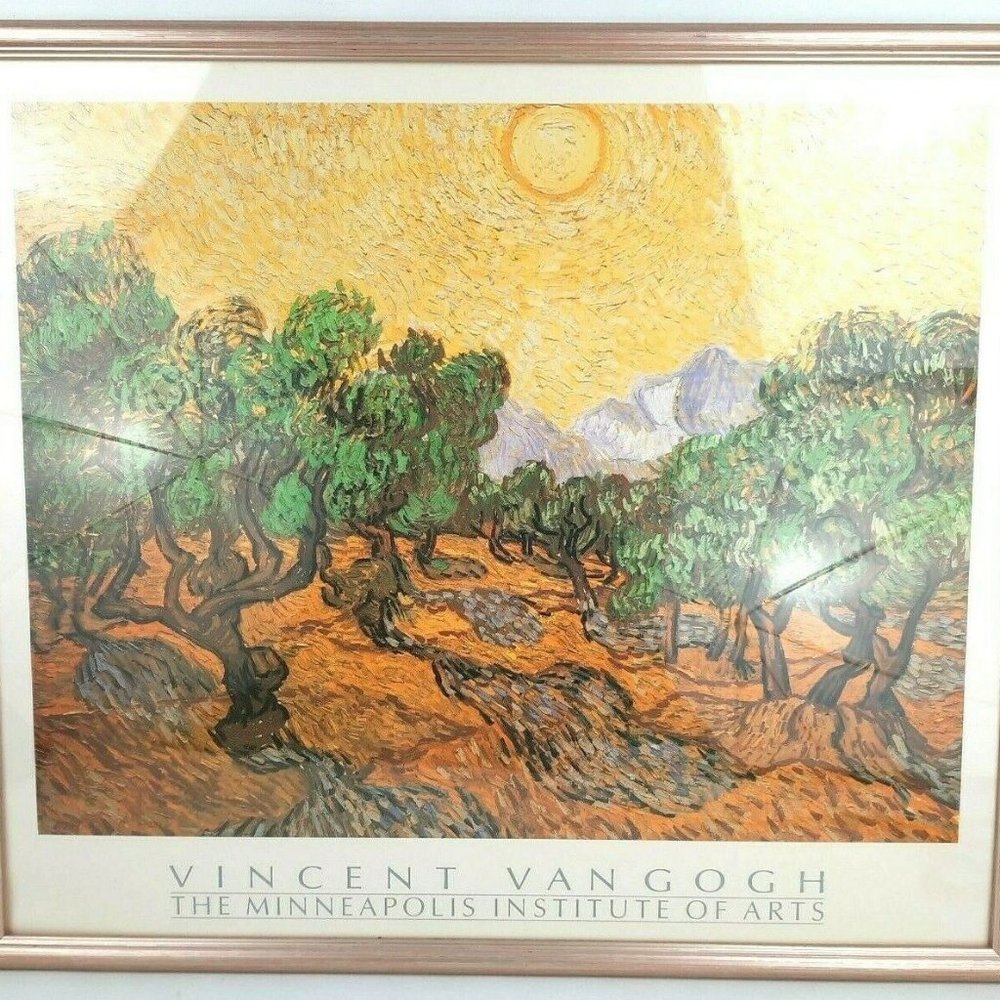 Vincent Van Gogh Olive Trees VTG Minneapolis Institute of Art Framed Print 1987
